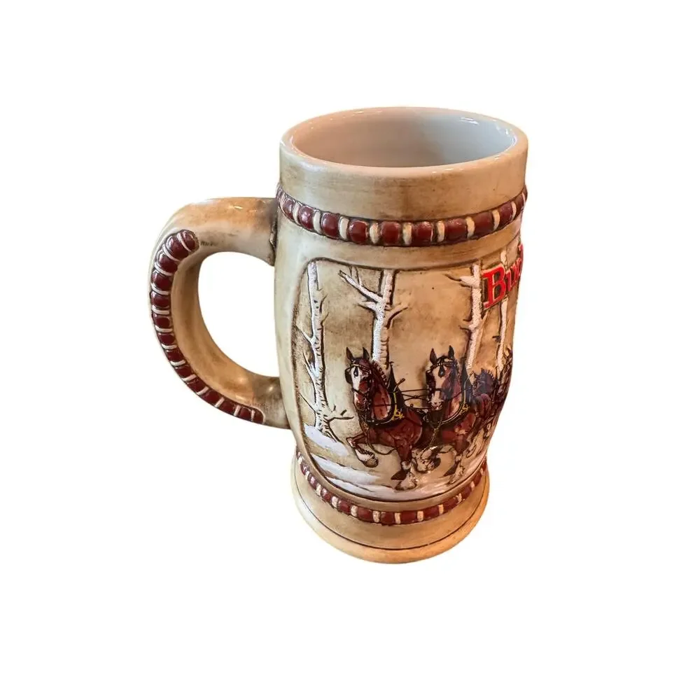 Lot of 7 Vintage Budweiser Holiday Beer Steins Mugs 80s-90s Ceramarte